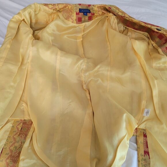 J McLaughlin Jacket 12 Gold Textured Mercerized Blazer Tapestry Statement Y2K - Picture 9 of 15